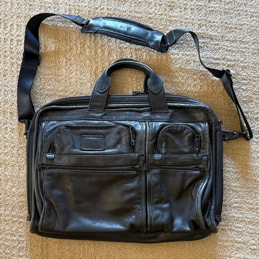 Tumi Black Leather Legal Size Briefcase